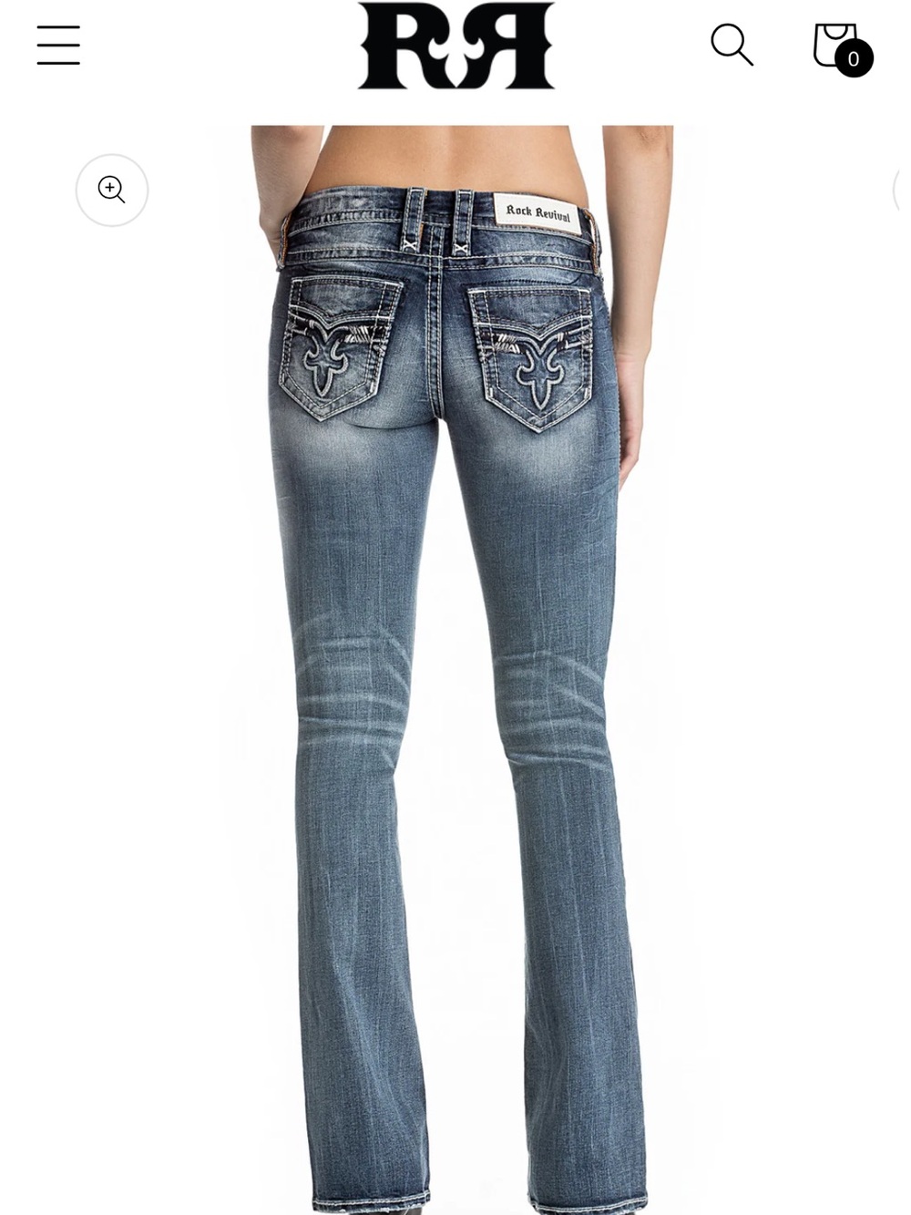 Rock Revival Womens Faded Blue Bootcut Jeans w Embroidered Back Pockets Size 25